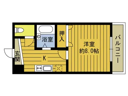 ロッヂ宮法師 E棟(1K/4階)の間取り写真