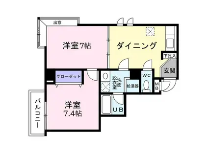 クレセント吉成(2DK/3階)の間取り写真