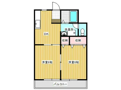 グランドールU・II(2DK/2階)の間取り写真