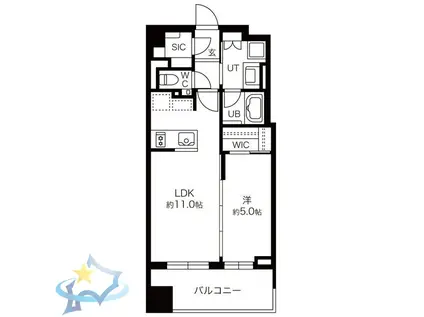 パークリュクス札幌大通公園(1LDK/4階)の間取り写真