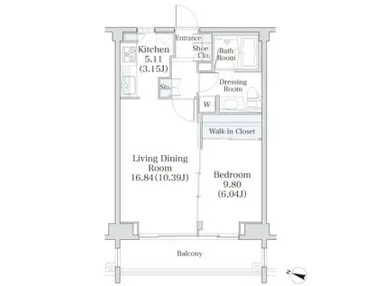 パークフラッツ市谷台町坂(1LDK/3階)の間取り写真