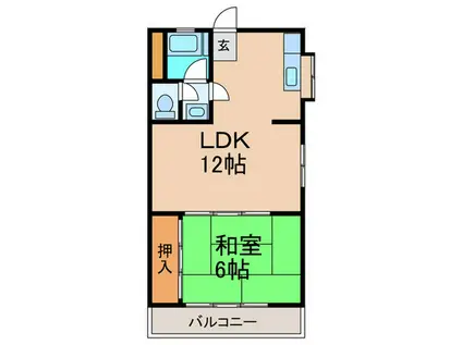 サンハイツ(1LDK/2階)の間取り写真