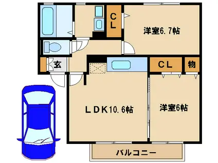 サワーフローラ(2LDK/2階)の間取り写真