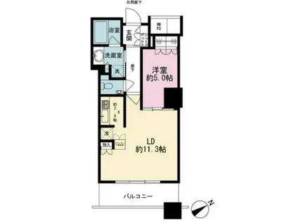 ザ・パークハウス西新宿タワー60(1LDK/13階)の間取り写真