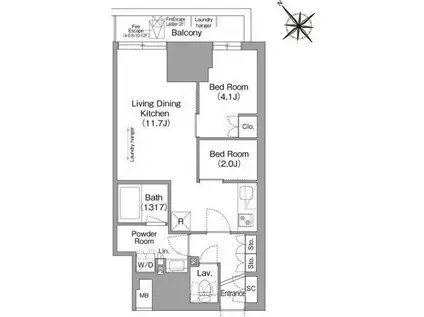コンフォリア・リヴ東池袋(2LDK/8階)の間取り写真