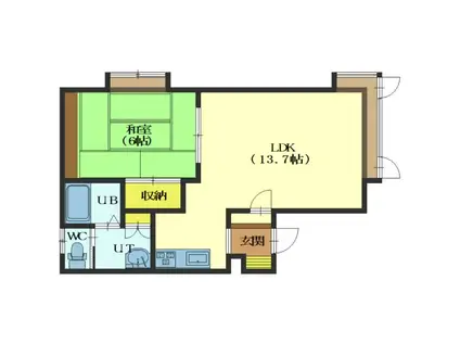 フラワーBOX(1LDK/1階)の間取り写真