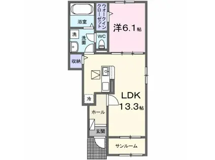 エクセレント・ヴェル I(1LDK/1階)の間取り写真