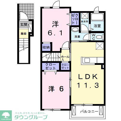 サンヴェール大芝A(2LDK/2階)の間取り写真