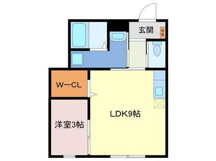 ブリスハウス・キューワ(1LDK/1階)の間取り写真