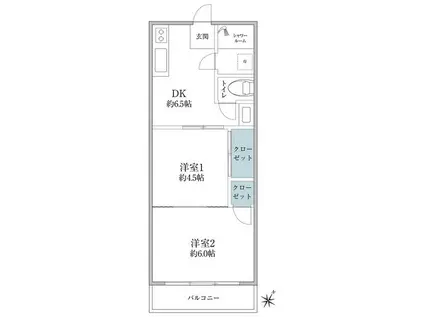 ニューパールマンション(2DK/5階)の間取り写真