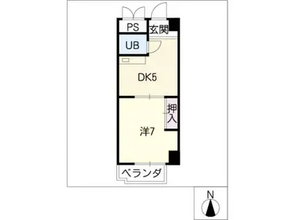 おとらやビル(1DK/6階)の間取り写真