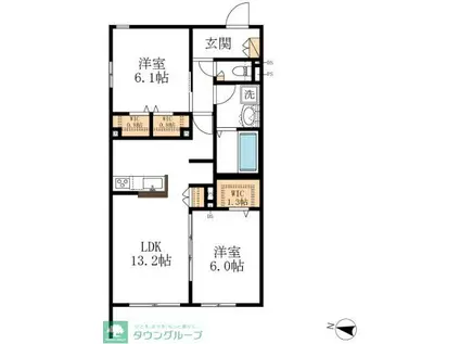 メゾンドゥラミティエ(2LDK/1階)の間取り写真