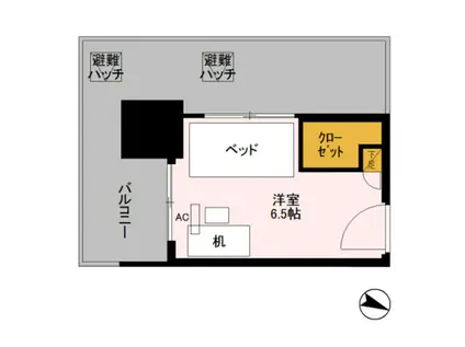 ロイヤルパークスER万代 SHARE万代(ワンルーム/2階)の間取り写真