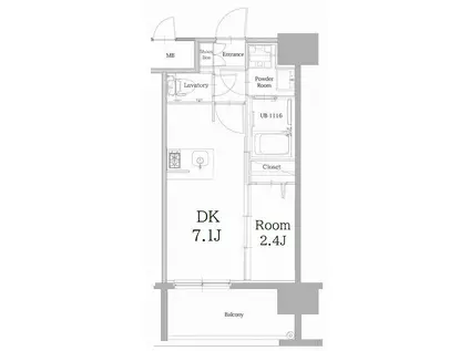 エンクレスト天神LINK(1DK/2階)の間取り写真