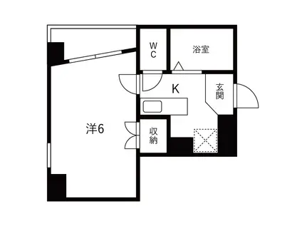 プチメゾン黒川(1K/2階)の間取り写真