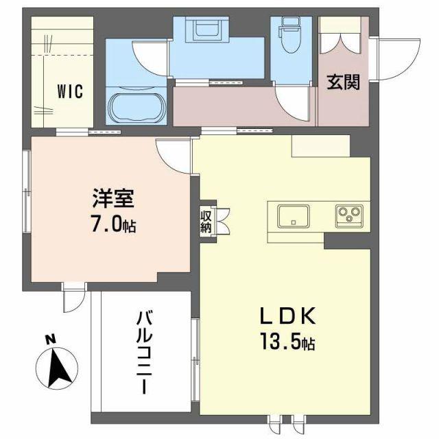 クレアール土樋(1LDK/2階)の間取り写真
