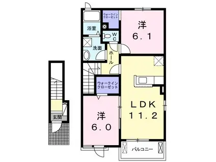 フラン・シェーネ(2LDK/2階)の間取り写真