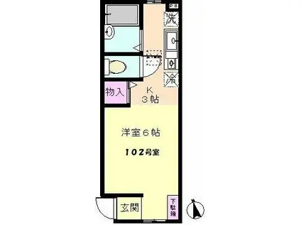 YS HOUSE(1K/1階)の間取り写真