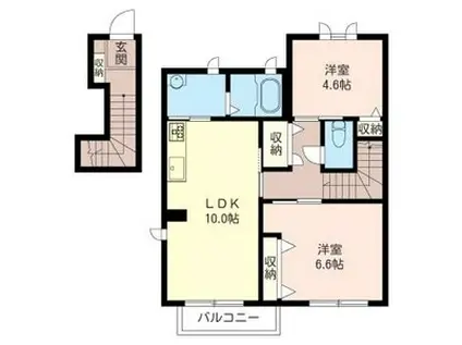 チェリーフォレストB(2LDK/2階)の間取り写真