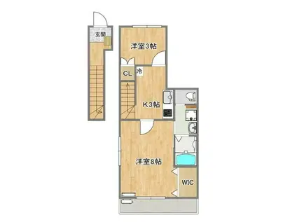 FIESTA原町(2K/2階)の間取り写真