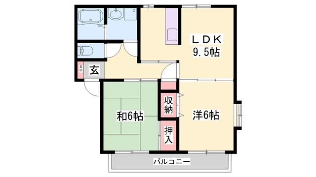 サンハイツ(2LDK/1階)の間取り写真