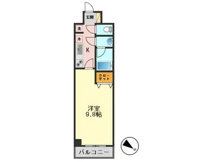 ガーデンヒルズ吉田II(1K/3階)の間取り写真