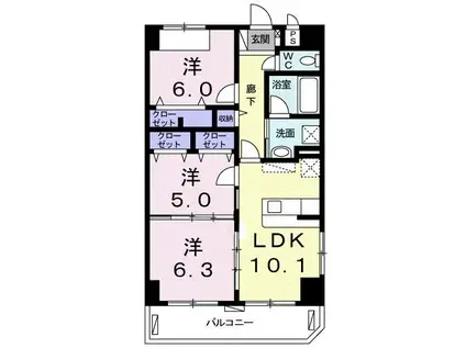 アンドーバーテラス大北(3LDK/5階)の間取り写真