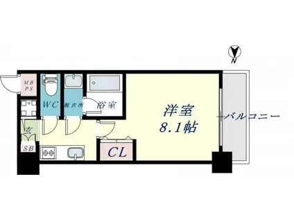 グランカーサ高井田(1K/11階)の間取り写真