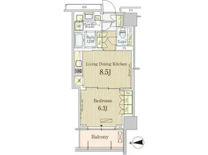パークアクシス池田山(1LDK/2階)の間取り写真