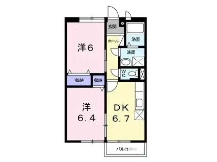 パークハイツTH II(2DK/1階)の間取り写真