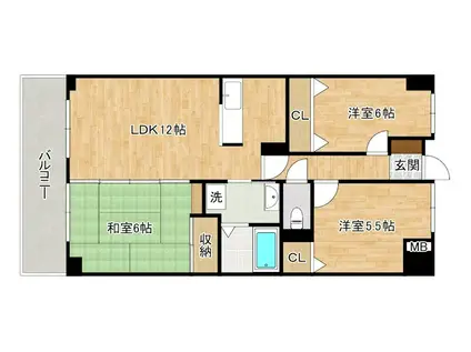セントラルアベニュー(3LDK/2階)の間取り写真
