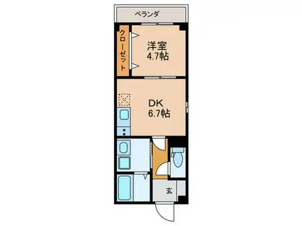 GARDENIA天王寺南(1DK/4階)の間取り写真