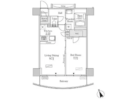 パークフラッツ芝浦(1LDK/9階)の間取り写真