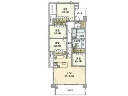 ヴィークコート陽明町(4LDK/2階)の間取り写真