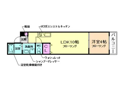 プラティーク池田(1LDK/1階)の間取り写真