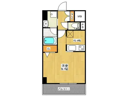 BUENA米山3丁目(ワンルーム/4階)の間取り写真