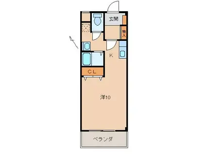 クレストモナーク(ワンルーム/3階)の間取り写真