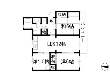 阪急宝塚線 川西能勢口駅 バス乗車時間：18分 最寄りバス停で下車 徒歩3分 5階建 築52年(3LDK/5階)の間取り写真