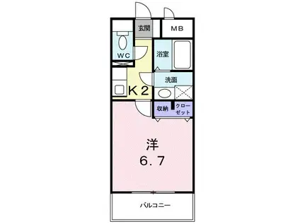 フルール・M(1K/2階)の間取り写真