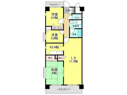 アロンディール(3LDK/2階)の間取り写真