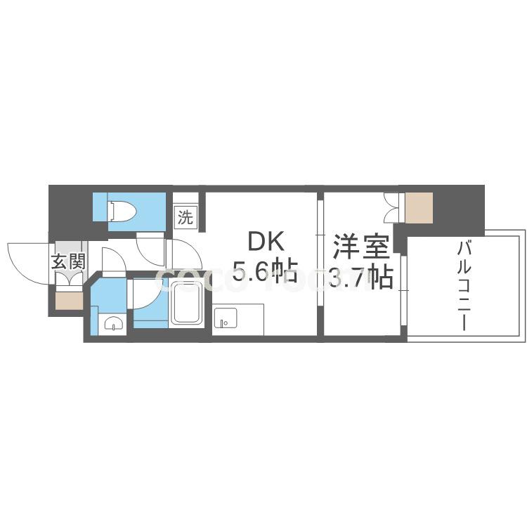 ルフォンプログレ堺筋本町タワーレジデンス(1DK/16階)の間取り写真
