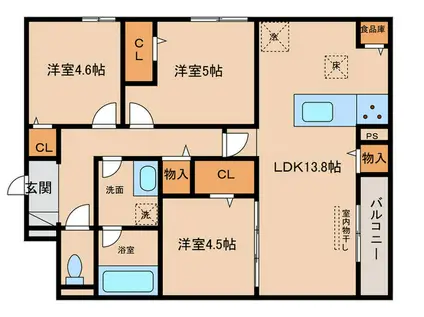 トリシア下大利(3LDK/2階)の間取り写真