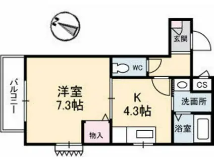 ラペジーブル(1K/4階)の間取り写真