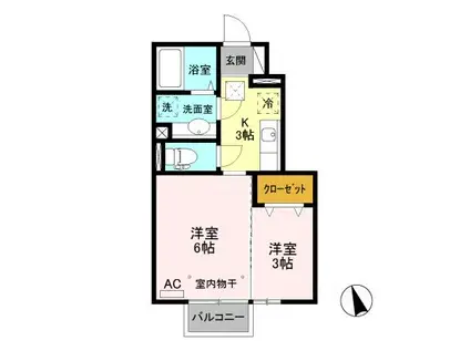 プラティークB(2K/1階)の間取り写真