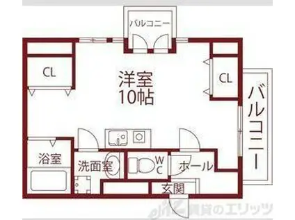 GRAN PINO 桃山台(ワンルーム/5階)の間取り写真