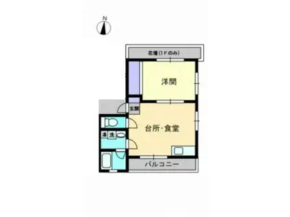 ロジュマン皆実(1DK/2階)の間取り写真