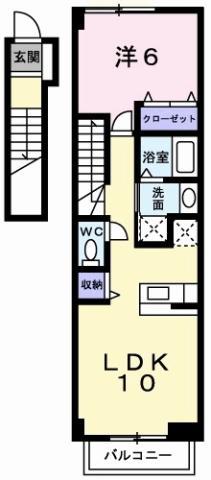 サンピアス江川(1LDK/2階)の間取り写真