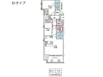 スプランディット本町グラン(2LDK/10階)の間取り写真
