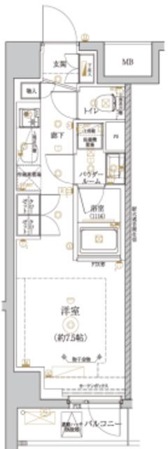 RELUXIA CITY 北新宿(ワンルーム/5階)の間取り写真