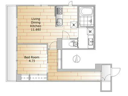 アストミヤ荏原(1LDK/1階)の間取り写真